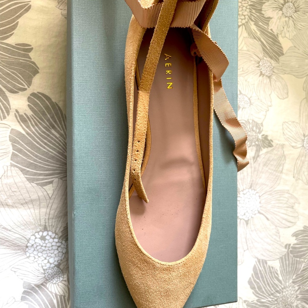 BRAND NEW IN BOX AERIN Pointy Toe Ballerina Shoe. Color: L’Beige, Suede. Size 10